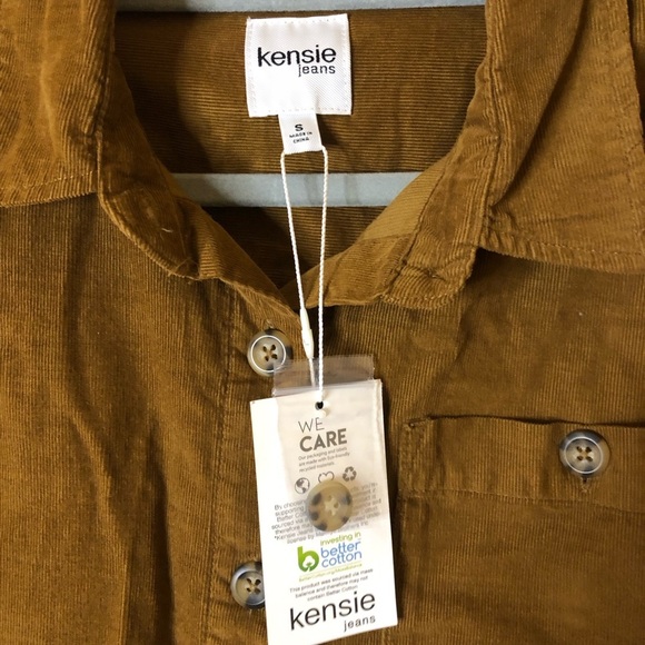 Kenzie Corduroy Ribbed Button Front Shacket Jacket Brown Size Small - Picture 3 of 5